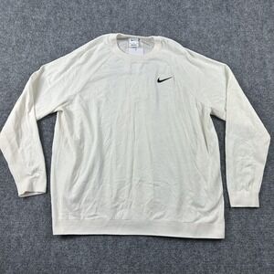 Nike Sweater Womens XL White Golf Crewneck Lightweight Knit Pullover Swoosh Logo